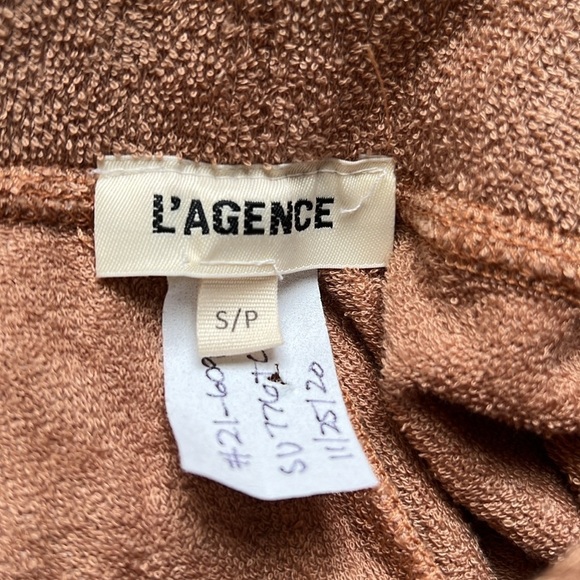 L’Agence Camel Brown Terry Crop Ankle Wide Leg Pant Size S - Picture 4 of 5